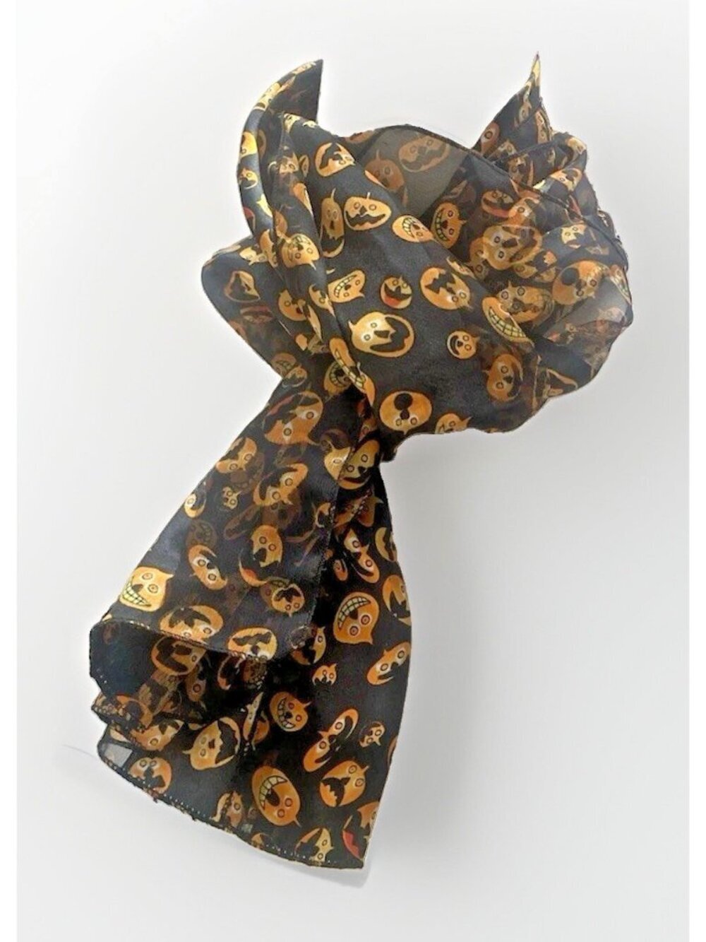 Vintage Halloween Scarf Jack O' Lantern Bat Black Orange Retro Rectangle